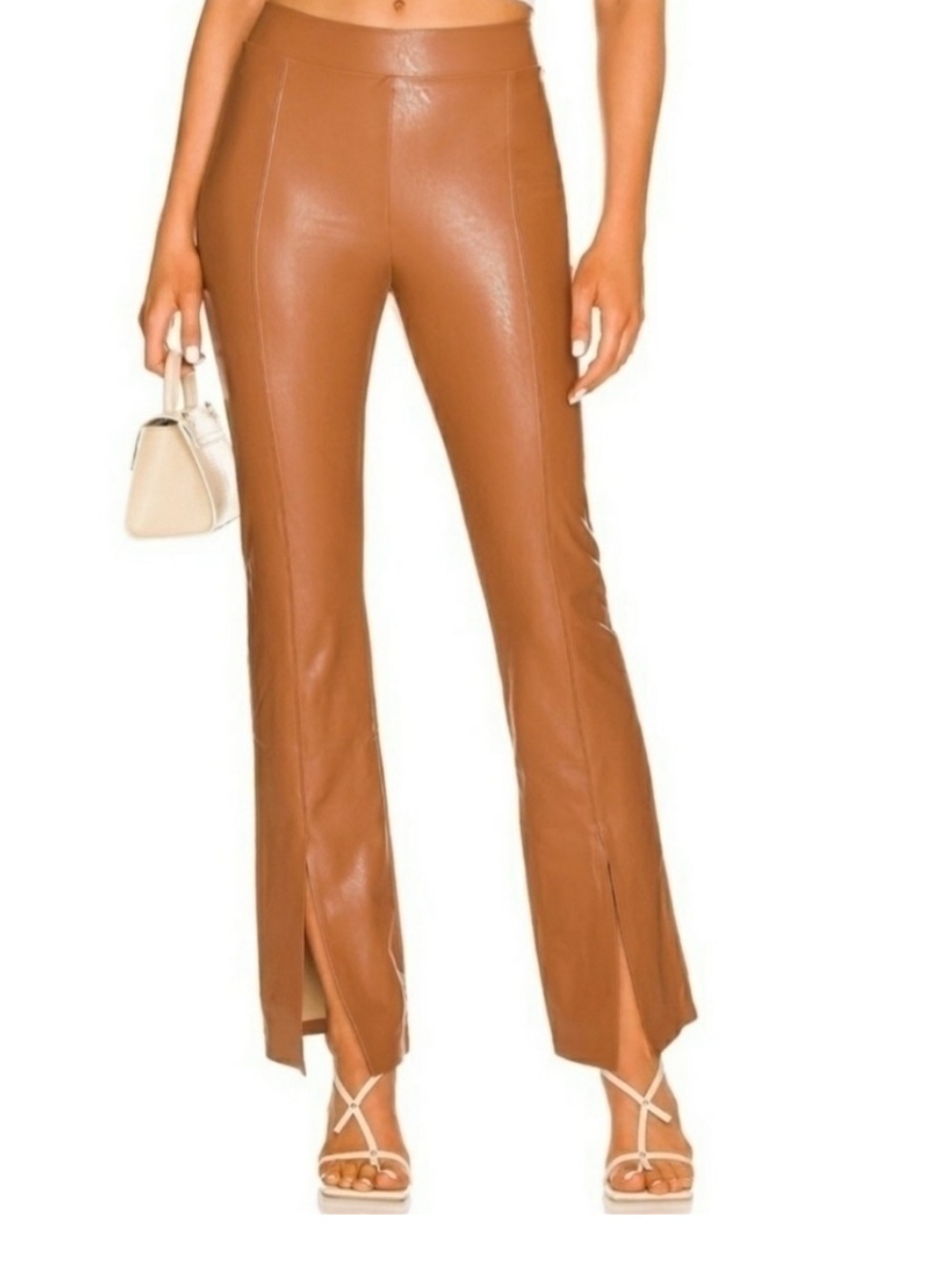 Commando Brown Cocoa Faux Leather Split Front Pants NWT New Medium